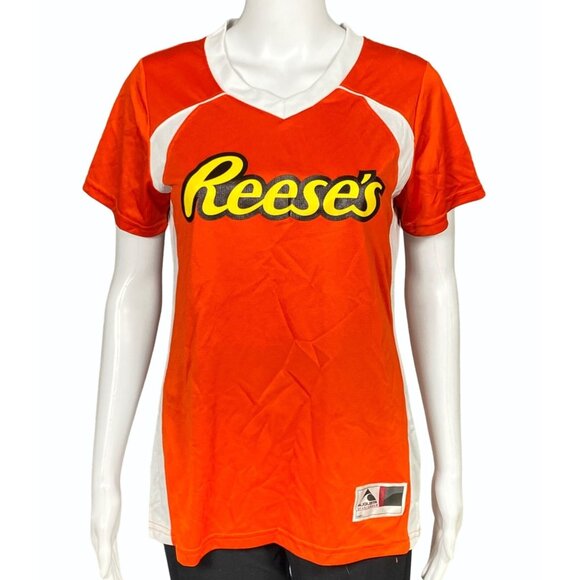 Reeses Sportswear Womens Medium #17 V Neck Short Sleeve Top Augusta Sportswear - Picture 1 of 7